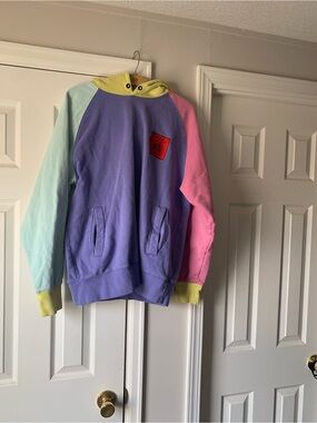 Pastel Colorblock Hoodie with Patch